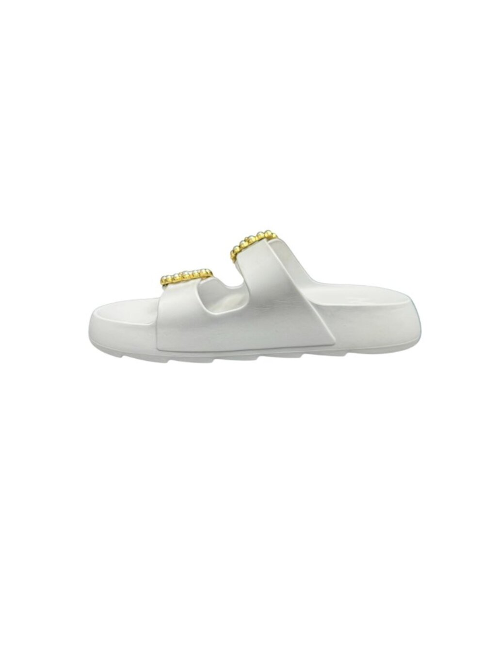 Stuart Weitzman Pearl Buckle Slide Sandals Women's In White, Size 7B WORN ONCE - Picture 4 of 9